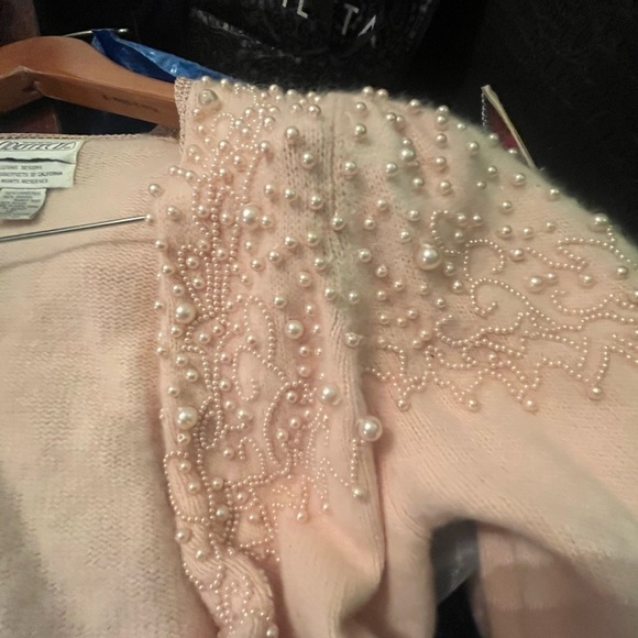 Vintage SIDEEFFECTS of California Sz Small Beaded Lambwool Rabbit Hair Sweater - Picture 9 of 11